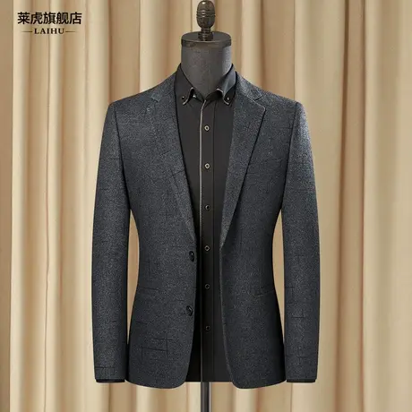 呢子休闲西服上衣男士秋季新款时尚韩版潮流小西装外套男单件修身商品大图