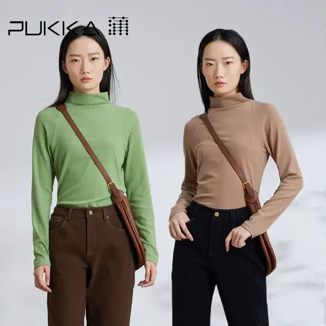 蒲PUKKA 定制绒面针织打底衫女2023秋冬新款显瘦百搭长袖T恤图片