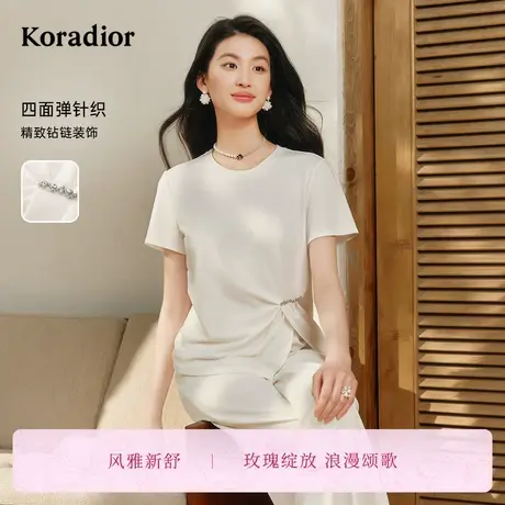 【风雅新舒】珂莱蒂尔2025夏季新款简约舒适套头设计感针织小衫女商品大图