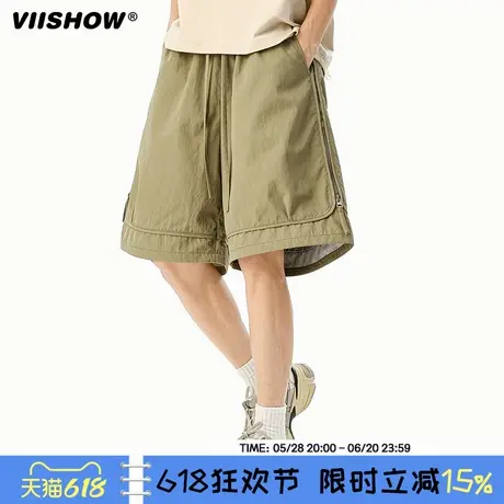 VIISHOW设计感拉链工装短裤男款夏季裤衩美式潮牌宽松机能五分裤商品大图