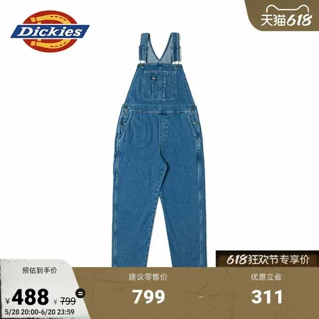 Dickies25春夏新款 女式经典休闲版型宽松牛仔背带裤 多口袋设计商品大图
