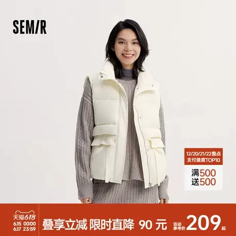 [商场同款]森马棉马甲女防水纯色百搭oversize冬2024新款立领外套图片