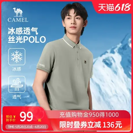 camel骆驼男装夏季新款POLO衫男士爸爸短袖冰丝商务翻领t恤男商品大图