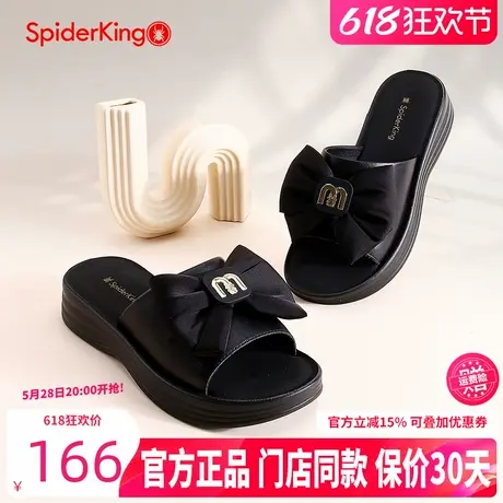 蜘蛛王女鞋2025夏季新款时尚厚底一字拖鞋外穿时尚舒适蝴蝶结凉鞋图片