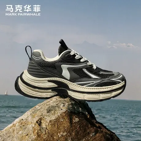 马克华菲男鞋夏季透气网面增高厚底老爹鞋男款潮流百搭休闲运动鞋商品大图