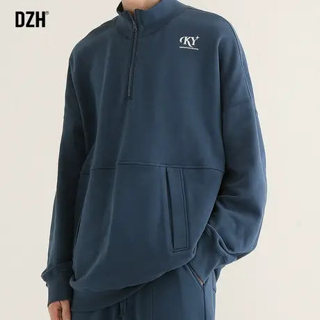 男士半拉链领卫衣男秋季纯棉外套宽松休闲运动上衣潮牌打底衫内搭图片