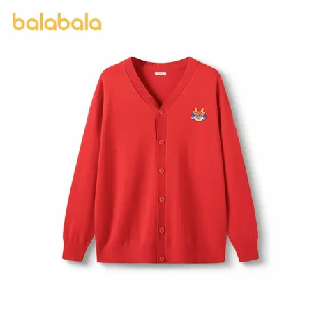 巴拉巴拉童装儿童红色毛衣2025新款女童针织衫男小童宝宝洋气开衫图片
