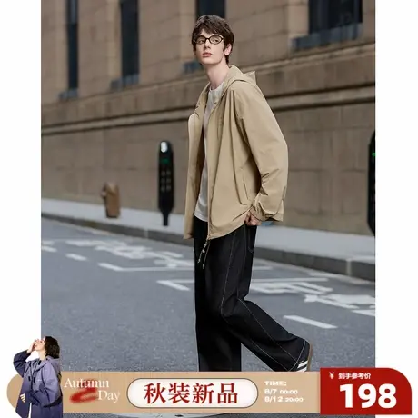 8.7/0点 上新唐狮2025秋季外套男连帽锈花夹克休闲工装拼接短外套图片