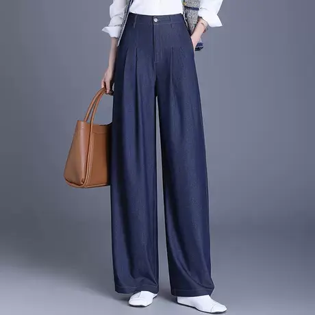 设计感高腰阔腿牛仔裤女2025年秋季新款宽松垂感显瘦休闲直筒长裤商品大图