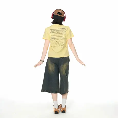 2025新款字母印花正肩短袖T恤女夏季街头风潮流短款ins超好看上衣商品大图