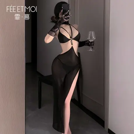 霏慕性感辣妹挂脖睡裙2025新款肚兜成人性感睡衣情调趣味内衣qqny商品大图