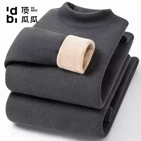 【驼绒巨厚】顶瓜瓜冬季保暖内衣半高领男女套装加绒加厚秋衣秋裤商品大图