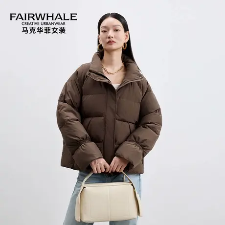 马克华菲2025冬季新款立领短款羽绒服女款时尚休闲百搭面包服外套图片