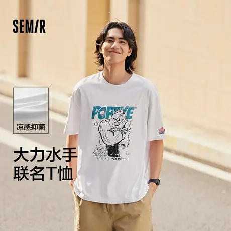 森马大力水手联名短袖T恤男夏季凉感抑菌宽松卡通印花上衣圆领XY商品大图