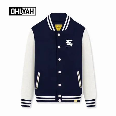 Ohlyah品牌春秋新款美式潮牌棒球服男女同款学院风开衫外套纯棉商品大图