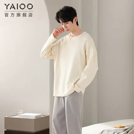 雅鹿100%纯棉睡衣男士2025春秋季新款长袖可外穿休闲家居服两件套商品大图