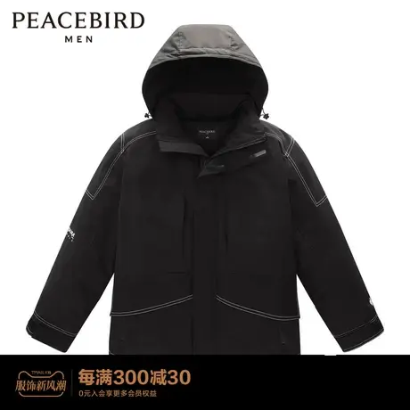 太平鸟男装 冬季新款黑色宽松羽绒服B2ACC4512图片