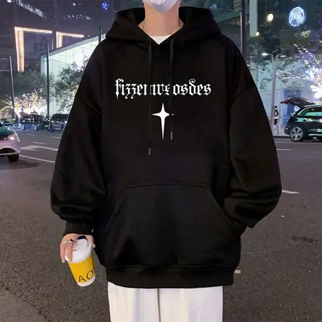 连帽加绒卫衣男秋冬季新款oversize帽衫宽松潮流纯棉情侣高街外套商品大图