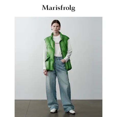 【商场同款】玛丝菲尔2023年冬新款浅蓝色廓形显瘦百搭直筒牛仔裤图片