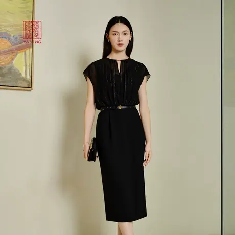 EP雅莹高端系列 复古礼服小黑裙三醋酸连衣裙 春装商场同款4608B图片