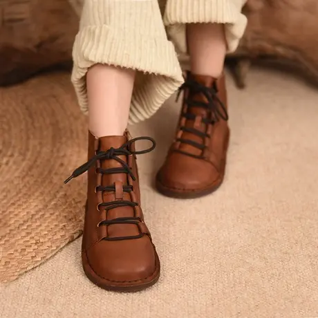 Artmu阿木原创复古手工短靴女春秋单靴2022新款真皮舒适马丁靴图片