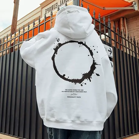 Nuthink国潮高街oversize宽松连帽卫衣男潮春季加绒情侣潮牌外套商品大图