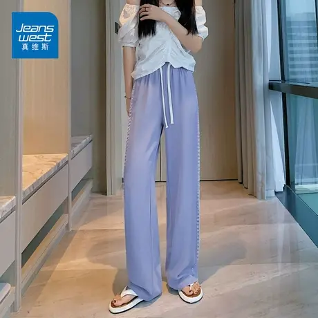 真维斯阔腿裤女2023春季新款气质宽松直筒通勤拖地裤潮商品大图