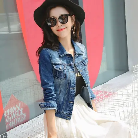牛仔外套女短款修身韩版潮显瘦学生长袖春秋牛仔服上衣弹力时尚82商品大图