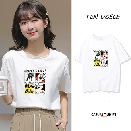 纯棉短袖t恤女2023年夏季新款设计感小众学生情侣装宽松大码上衣商品大图