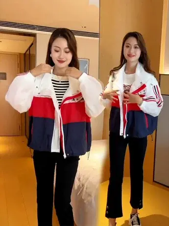 欧洲站防晒服外套女2023夏季新款炸街撞色拼接宽松时尚连帽外套潮商品大图