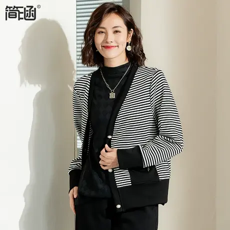 简涵高端轻奢2023年春装新款贵夫人中年妈妈装短款外套胖mm显瘦商品大图