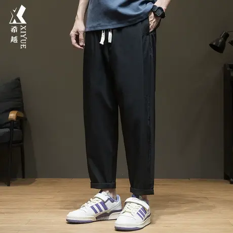 希越冰丝凉感休闲裤男秋冬2023新款百搭九分宽松大码直筒锥形裤子商品大图