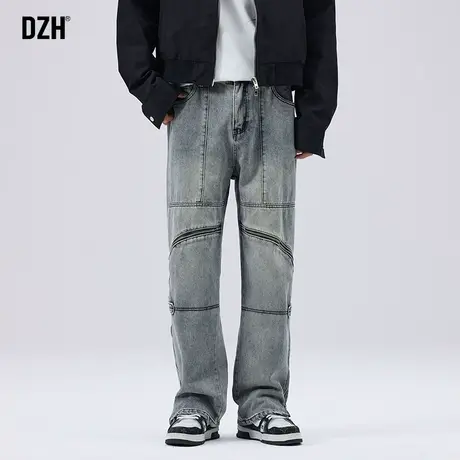 男士拉链牛仔裤男2024新款秋季裤子设计感高级潮牌男裤休闲直筒裤图片