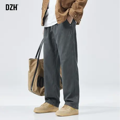 男士深灰色直筒裤子男秋款韩版潮流2023年新款休闲长裤美式工装裤商品大图