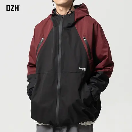 男士户外三防冲锋衣男外套潮流百搭春秋款连帽防风登山服拼接夹克商品大图