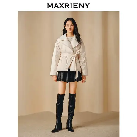 [3件8折]MAXRIENY精致率性复古感皮质阔腿短裤A摆裤子女图片