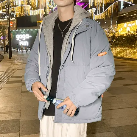 羽绒棉服男士冬季新款加绒厚外套青少年潮牌面包冬装男生棉衣棉袄商品大图
