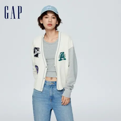 Gap女装春季2024新款LOGO纯色宽松针织开衫时尚洋气毛衣873686图片