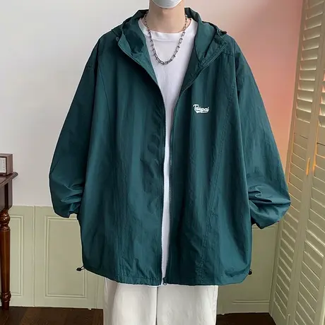 2023春秋工装外套男ins潮牌日系韩版潮流百搭帅气宽松连帽冲锋衣商品大图