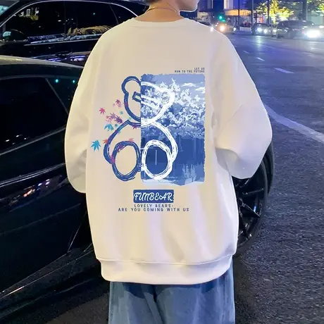 卫衣男秋冬季ins潮牌美式宽松无帽外套国潮长袖上衣服情侣打底衫t商品大图