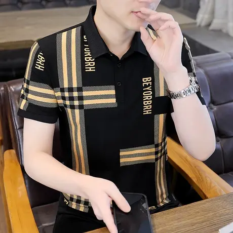 纯棉polo衫男士夏季短袖t恤潮牌翻领半袖商务高端休闲上衣服男装T商品大图