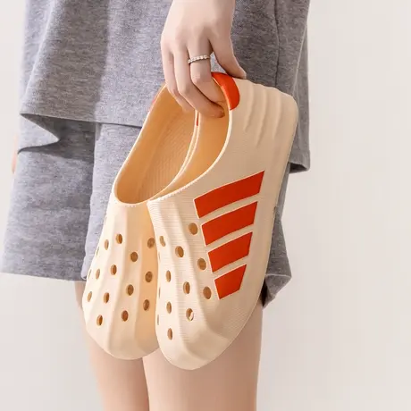 包跟洞洞鞋女夏休闲防水防滑平底沙滩凉鞋户外旅游板鞋情侣款四杠商品大图