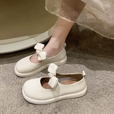 玛丽珍鞋女2024新款春夏季百搭浅口单鞋仙女风孕妇平底舒适小皮鞋商品大图