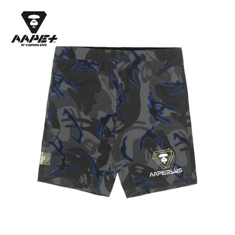 AAPE+运动男装春夏猿颜字母潮流印花迷彩潮流短裤6885XAI商品大图