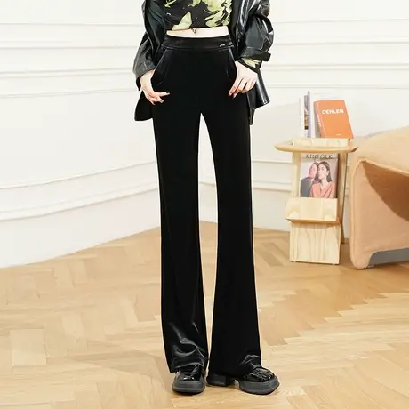 高腰显瘦显腿长直筒微喇裤女秋季新款遮胯提臀气质百搭休闲长裤子图片