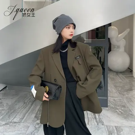 西装外套女秋季新款小众设计感宽松百搭休闲廓形男友风炸街小西服图片