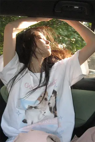 纯棉设计感趣味印花短袖t恤女夏季新款潮牌小众宽松半袖大码上衣商品大图