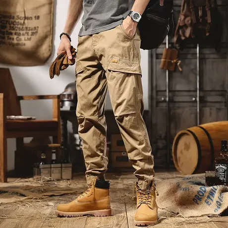 工装裤男夏季薄款宽松直筒百搭男士休闲裤ins潮牌束脚哈伦裤痞帅图片