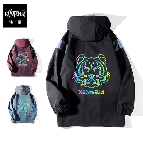 伟臣大码男装加肥加大男外套春秋胖子夹克秋季连帽秋冬男生早秋商品大图