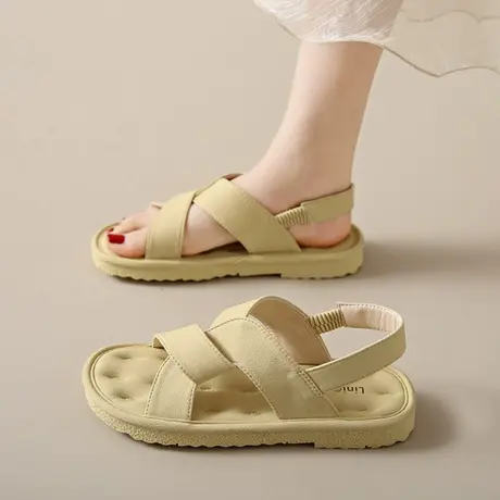 凉鞋女款2023年新款平底软底高级感爆款配裙子学生孕妇沙滩罗马鞋商品大图